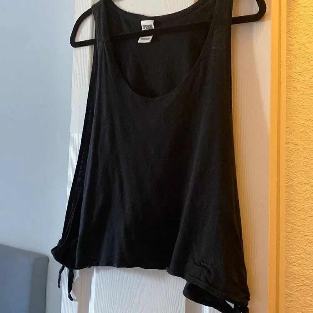 PINK Victoria Secret Black Tank - Open Sides - Tie Sides - Size Small